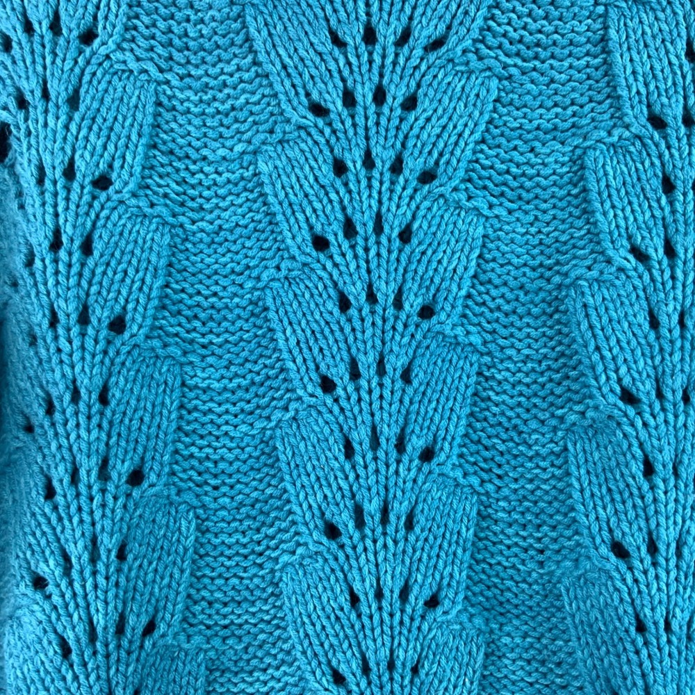 Free People Blue Knit Cable Stitch Cropped Sweater Women's Small - Picture 6 of 9